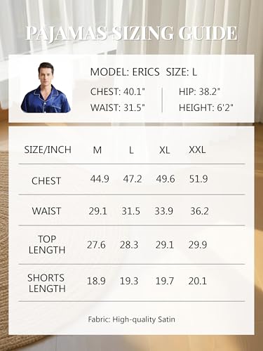 Mens Satin Pajamas Set Short Sleeve Button Down Sleepwear Silk Lounge Set Soft Two Piece PJs with Pockets 5