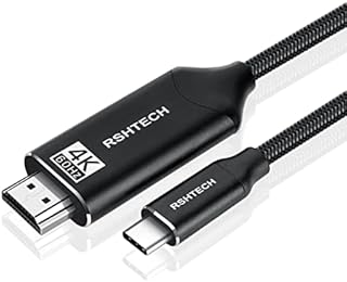 RSHTECH USB C to HDMI Cable 4K HDMI Cable 1.8 m/6ft Type-C to HDMI Cable Compatible with Surface Book 2,MacBook Pro, iPad Pro and More USB C Devices (4K@60Hz, 1.8M)