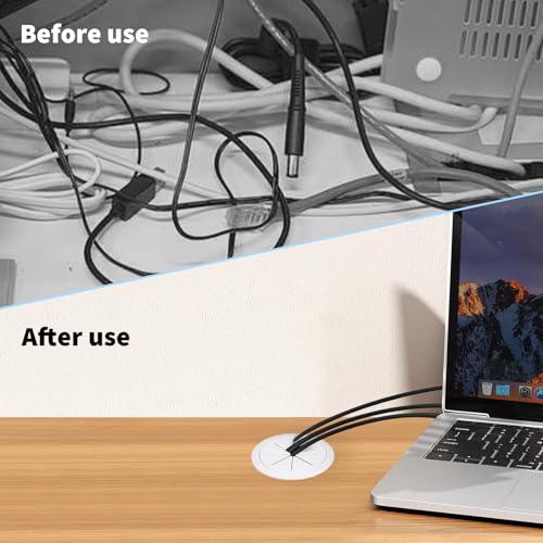 XWCHASA 4 Stück Kabeldurchführung Wand Weiß, Flexible Kabeldurchführung Schreibtisch 60 mm, Runde Kabeldurchlass Kabel Durchführungen Kunststoff für Schreibtische,Kabelloch Tisch, Büro Computertisch