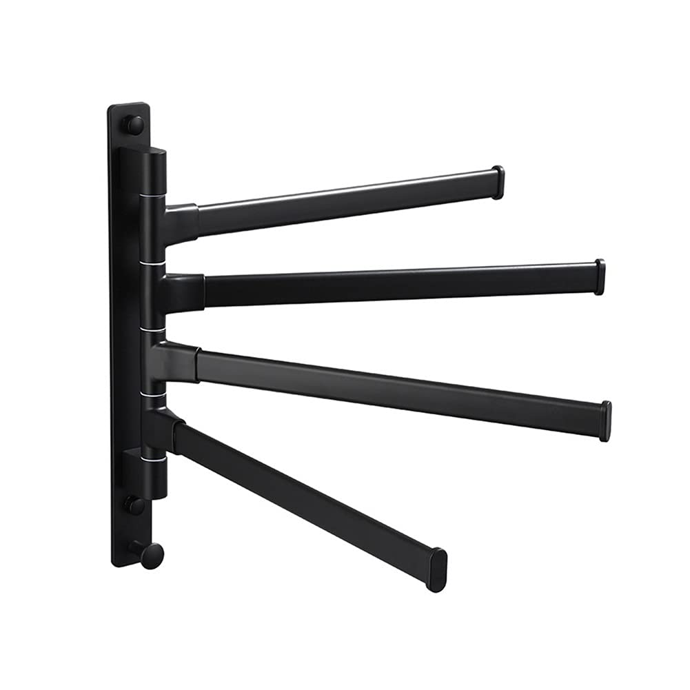 DKRAHRJJ Towel Rails Towel Racks,Swivel Towel Holder Towel Hangers,Wall Mounted Bathroom Rack,Aluminum Bathroom Towel Bar/Black 4 Bars