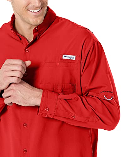 Columbia Men's Standard PFG Tamiami II UPF 40 Long Sleeve Fishing Shirt, Red Spark, Large