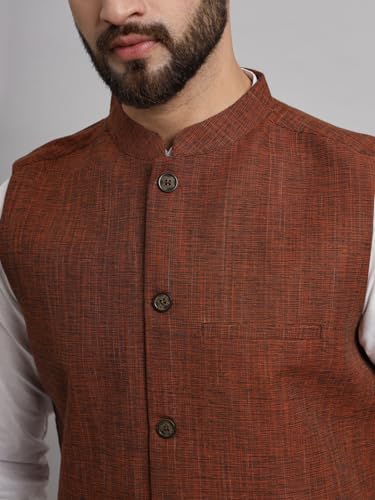 Image of LATEST CHIKAN Men's Traditional Cotton Solid Nehru Jacket /Waistcoat
