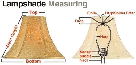 Miniatura 6 de Pantalla de campana Shantung de 9 x 18 x 13.5 pulgadas con instalador de araña de latón, perfecta para lámparas de mesa y piso, grande, cáscara de