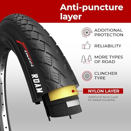 Fincci Copertoni Bici 700X35C - Set Di Pneumatici Pieghevoli 28" 30 Tpi Con Protezione Antiforatura 1 Mm E 2 Camere D'aria Schrader 37-622 - Gomme Per Montagne & Elettrica Bici, City Bike Uomo & Donna - 2