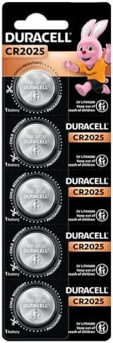 Duracell CR2025 Lithium Coin Battery, Pack of 5, Child Resistant Packaging, Specialty Devices, Pet Collar, Glucose Meter, Scale