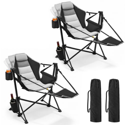 ZENPETIO Hammock Camping Chair with Footrest, 2-Pack Oversized Rocking Chairs
