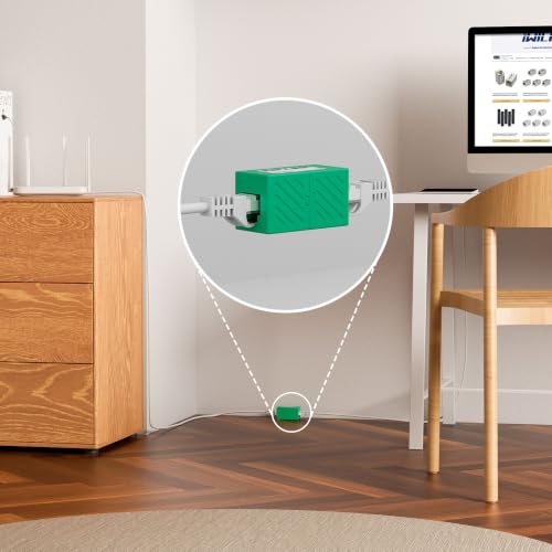Image of iwillink RJ45 Coupler Ethernet Connector, Female to Female, 50 Pack, Green | Extender Adapter, For Cat7 Cat6 Cat5e Cat5 Ethernet Cable Female Connector