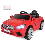 Costzon Ride On Car, 12V Licensed Mercedes Benz Electric Vehicles with Parent Remote Control, LED Headlights, Music & Wireless Connection, Kids Car for Boys Girls Aged 3-8 (SL500,Red)