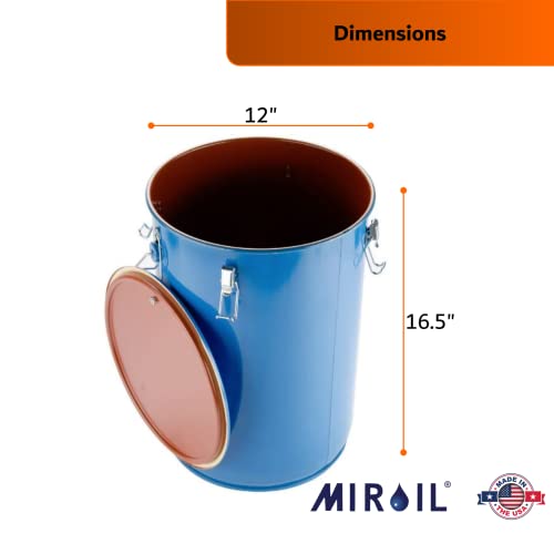 Miroil 30L 6 Gallon Oil Disposal Caddy With Lid Lock | Safe Storage & Transport Of Up To 6 Gal Of Polishing / Frying Oil | Utility Pail With Heat Shield Fitted Handle | Food Compatible Interior Coating #TOP4