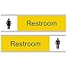 ComplianceSigns.com Restroom (Man/Woman) Sliding Engraved Sign for Restrooms, 8x3 in. Black on Yellow Plastic in Silver Bracket
