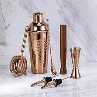 Knightsbridge Cocktail Making Set | Gift Ready Cocktail Shaker Set with Travel Cotton Bag | Full Bartender Kit for Home & Bar by VINN Dunn | (Warm Sunset Gold)