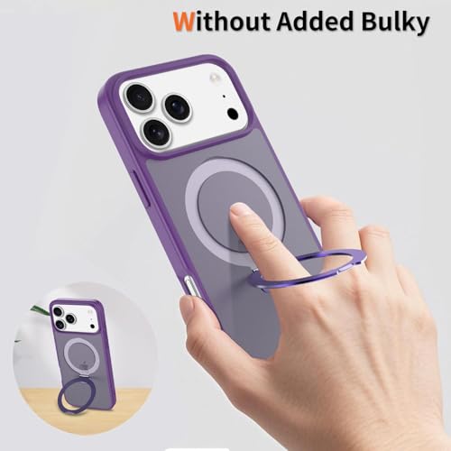 Image of Magnetic for iPhone 17 Pro Max Case, 6.9 inch, Compatible with MagSafe, Rugged Kickstand, Not-Yellowing Military-Grade Protection, Matte Purple