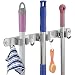 Produktbild munloo Besenhalterung Wand, Gerätehalter mit 4 Haken und 3 Schnellspannern für Zuhause, Küche, Badezimmer, Garage, Garten (Grau)