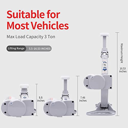 Trihelper Electric Car Jack Kit - 12V Trailer Floor Jack Stands Set 3 Ton Vehicle Scissor Car Lift For Tire Change And Road Emergency With Impact Wrench #TOP2