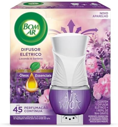 Bom Ar Difusor Elétrico Lavanda e Gerânio Aparelho + Refil 16ml