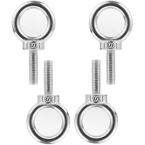 Eowpower 4 Pieces 3/8" - 16 UNC 304 Stainless Steel 3/8 inch x 1 1/4 inches Lifting Ring Eye Bolt Eyebolts Cover