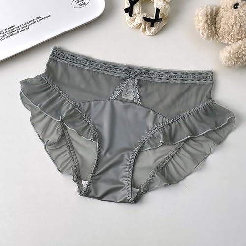 NATHGAM Silk Ruffle Trim Panties for Women Stain Cute No Show Bikini Briefs Teen Girls Mid Rise Soft Stretch Lolita Underwear2