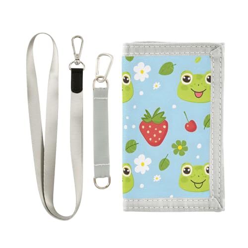 ALAZA Kids Wallets for Boys Girls Toddler Trifold Wallet Children Small Cute Frog with Zipper Coin Pocket