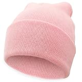 Ohjijinn Pink Beanie Cute Kawaii Knit Hats, Funny Beanie Hat Winter Skiing Slouchy Warm Cap for Women