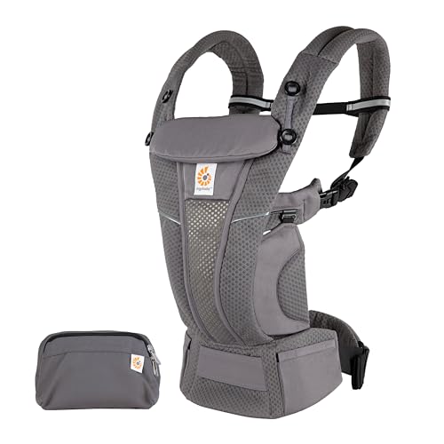 Ergobaby Omni Breeze Baby Carrier Newborn to Toddler – Breathable SoftFlex Mesh Baby Sling Carrier, Adjustable, Ergonomic, Lightweight with Padded Lumbar Support – Graphite Grey