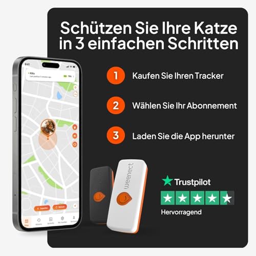 Weenect XS für Katzen - NEU Mini GPS-Tracker für Katzen | GPS-Tracking in Echtzeit | Ohne Distanzlimit | Kleinstes Modell auf dem Markt | Halsband inkludiert | Abonnement