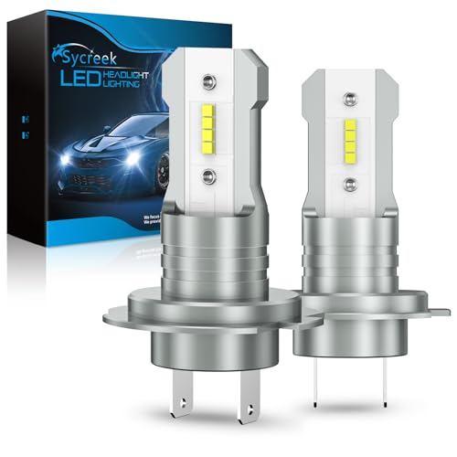 Sycreek Bombilla LED H7 30000LM 80W, Bombilla coche H7 LED 6500K, CSP LED 9-32V, Plug and Play (H7)