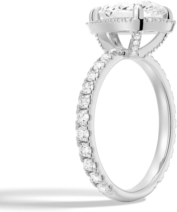 MSBLUE 2ct Pear Cut Moissanite Halo Engagement Ring