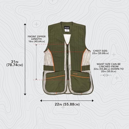 Allen Company Ace Shooting Range Vest with Moveable Shoulder Pad - Shooting Apparel for Adult Men and Women - Works for Right and Lefthanded Shooters - Medium/Large - Olive/Tan