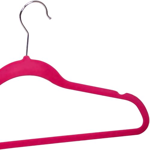 Miniatura 2 de Home Basics - Perchas de terciopelo para ropa (paquete de 60), fucsia, perchas para camisetas, chaquetas, vestidos y pantalones, contorneadas con
