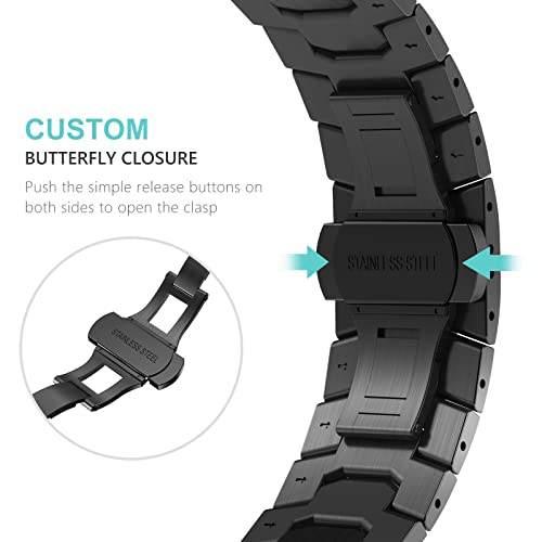 Fullife Compatible with Apple Watch Straps 49mm 46mm 45mm 44mm 42mm(Series 3 2 1) Metal Strap,Solid Stainless Steel Replacement Band for iWatch Ultra 3 2 1 Series 11/10/9/8/7/6/5/4/3/2/1/SE,Black - Image 3