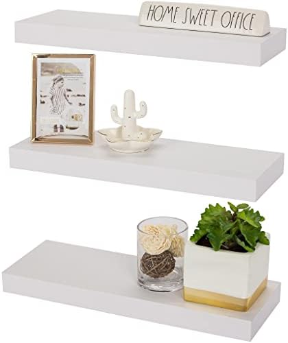 Sorbus Floating Shelf Set — Rustic Engineered Wood Hanging Rectangle Wall Shelves — Perfect for Home Décor, Trophy Display, Photo Frames, and More