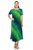 Jostar Women's Stretchy Long Dress Short Sleeve Print X-Large Green Animal