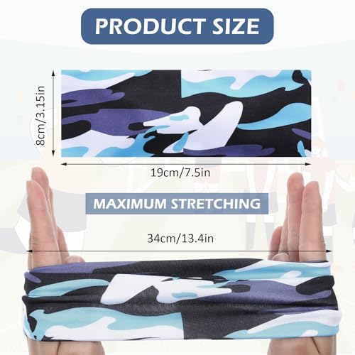 Yuanchu 6 Stück Sport Stirnband für Kinder, Elastisches Haarband Jungen Sport Haarband Stirnbänder Atmungsaktives Rutschfestes Schweißbänder Breite Sportstirnband für Laufen Fußball Radfahren(B)