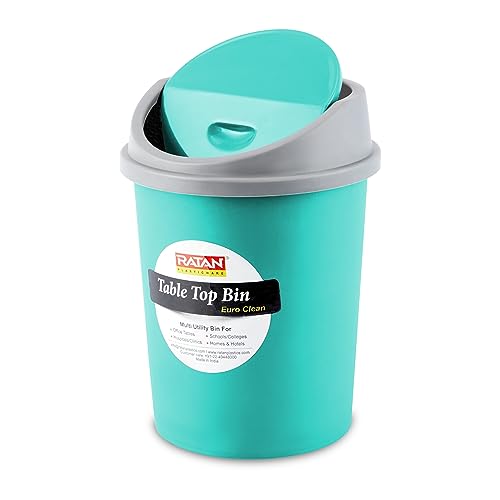 RATAN PLASTICWARE Euro Clean Table Top Small Mini Dustbin with Lid for Study Table, Desk,...