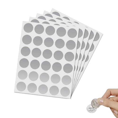 Pegatinas Rasca y Gana Plateadas,150 Piezas Tarjeta Rasca Pegatinas,Pegatinas Rasca y Gana Redonda 25MM,Pegatinas Adhesivas para Rascar,Scratch Sticker Adecuado para Fiestas,Escuelas,Promociones