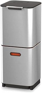 Joseph Joseph Intelligent Totem Compact 40-Litre Waste Separation & Recycling Unit-Stainless Steel, 40 Liter/10.6 Gallon