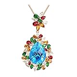 Beydodo Jewellery Collar y colgante de oro de 18 quilates para mujer, colgante de flor con topacio para boda en oro