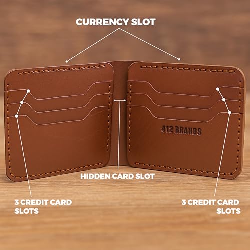 Genuine Leather Wallet for Men – Slim Bifold handmade mens wallet with ID Window & Card Slots Classic Minimalist Leather Wallet Gift (Brown)2