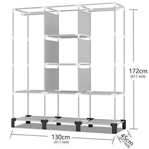 Oumyjia Portable Wardrobe Closet Fabric Closet Wardrobe Closet Clothes Organizer, 51.1L X 17.7W X 67.7H, Coffee #TOP3