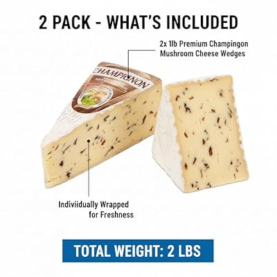 Champignon Mushroom Soft-Ripened Cheese, 2.2 kg, Lactose Free, Gluten Free, Vegetarian, 2x 1lbs