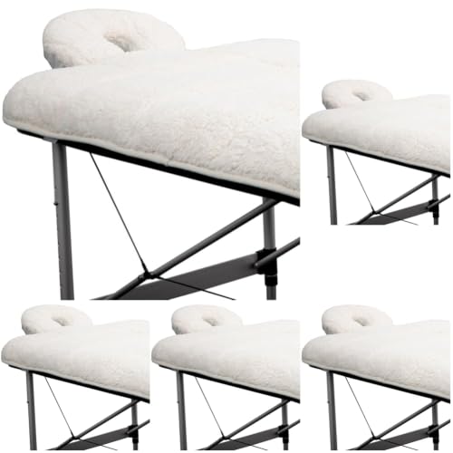 ForPro Premium Quilted Fleece Table Pad Set, Natural, Extra Soft, Hypoallergenic, for Massage Tables, Includes Massage Table Pad and Face Rest Cover (Pack of 5)