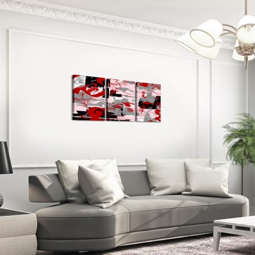 Toile murale abstraite Loussiesd 3 panneaux - triptyque géométrique moderne 40x30 cm - 3