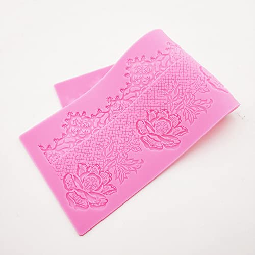 Anyana Sugar Edible Wedding Floral Flower Lace Cake Silicone Embossing Mat Texture Fondant Impression Lace Mat Decorating Mold Gum Paste Cupcake Topper Icing Candy Imprint Baking Moulds Craft #TOP7