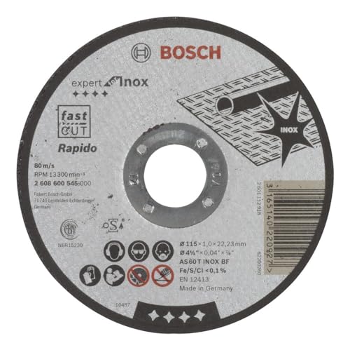 Bosch 2608600545 mola da taglio piana Rapido per Inox 115 mm x 1,0 mm