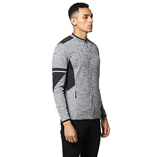 Image of CAHOOT Men's Heathered Activewear Jacket With Contrast Detail For Casual Wear | Hooded Neck | Long Sleeve | Zipper Closure | Polyester Jacket Crafted With Comfort Fit For Everyday Wear