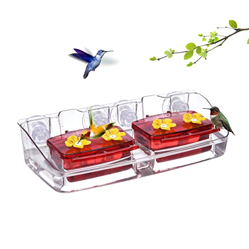 Jealoeur Hummingbird Feeder Window, 16 Oz Capacity, 2 Feeding Boxes, 4 Screw Suckers, 4 Feeding Ports, Perfect Ant Moat For Hummingbird Watching Outside The Window. #TOP18