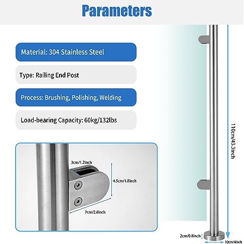 Poteau de clôture de garde en acier inoxydable pour escaliers - 8