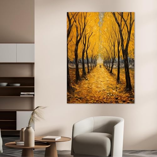 Tableau moderne forêt d'automne pour réchauffer une déco de salon
