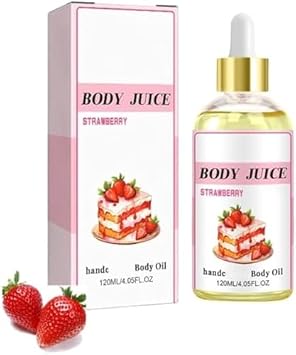Body Juice Oil - Strawberry Scented Handcrafted, Strawberry Shortcake Body Oil, Natural Perfume 120ml Strawberry Body Oil Moisturizing for Women 1PC