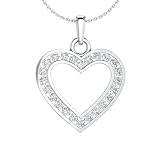 Animas Jewels 0.25 cttw Diamond Heart Pendant Necklace Real Sterling Silver (J-K Color. I1 Clarity)